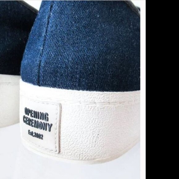 Opening Ceremony BINX Flatform Platform Sneaker, Denim with Black Leather Trim - Picture 3 of 6